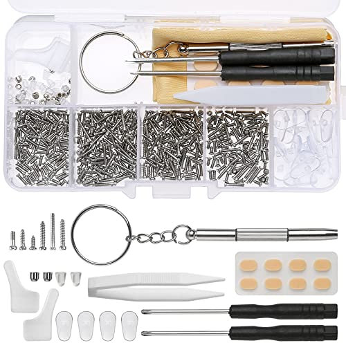 500pcs Glasses Repair Kit with Screws and Screwdriver Eyeglass Repair Kit with Nose Pads Spectacle Screws Glasses Fixing Screwdriver Set Sunglasses Repair Tightening Tool kit
