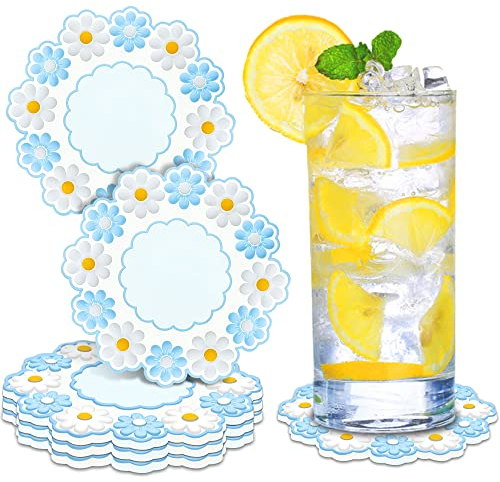 Epxee Untersetzer Gläser, 6er Set Silikon Glasuntersetzer Tischuntersetzer für Getränke, Tassen, Bar - Blau