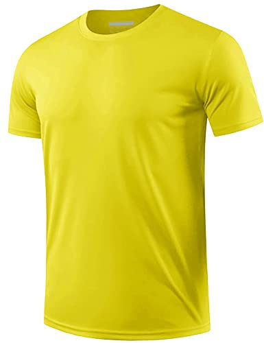 EKLENTSON Swimming T Shirt Men UPF 50+ Lightweight Short Sleeve Breathable Outdoor Shirt Summer Cooling Top Yellow L