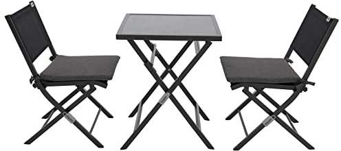 Doppler Expert Balkonset Aluminium 3-teilig I Tisch & Zwei Balkonstühle klappbar I Set für Balkon & Terrasse I Sitzgruppe Gartenmöbel I Für kleine Balkone I Balkonmöbel platzsparend I Mit Hängeboard