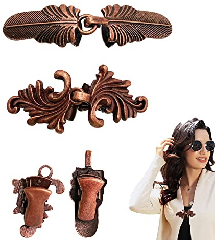Luvadeyo 2 Stücke Metall Strickjacke Clip Bronze Ton Pullover Clip Retro Umhang Schal Clips Keltische Hemd Brosche Clips Vintage Kragen Verschlüsse für Frauen