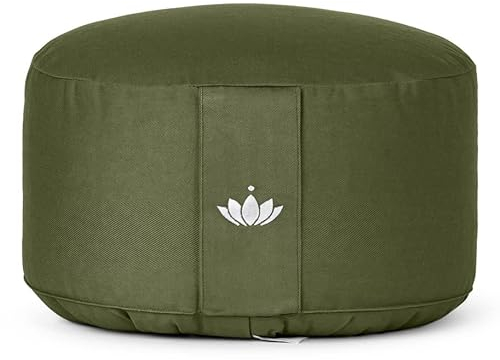 Lotuscrafts® Meditationskissen, Extra-hoch mit 20 cm Sitzhöhe, Yoga Kissen mit Dinkelfüllung, Yogakissen Rund, Bodenkissen Rund, Yogakissen Meditationskissen, Bezug waschbar, GOTS Zertifiziert