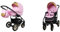 BabyLux Gold Lux 2-in-1 Baby Kinderwagen Tief und Kinderwagen mit Zubehör Verstellbar und faltbar Aluminium Konstruktion Wasserdicht Nicht abnehmbare Räder Light Pink Black Frame