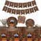 Hegbolke Cowboy Party Dekorationen - Western Party Dekorationen einschließlich Teller, Servietten, Western Tischtuch, Tassen, Banner für Cow Print Party Supplies - Serve 20