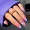 Ceboic 24PCS French False Nails Short，Almond Stick on Nails Pink Purple Press on Nails w/ Glue Stickers，Cute Flowers Design Glue-on Nails Fake Nails Set Women Girls Nail Art Accessories，Variety Pack