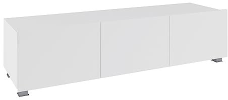 Lomadox Wohnzimmer TV Lowboard mit 3 Türen, stehend oder hängend, in weiß Hochglanz, B/H/T ca. 150/37/43 cm