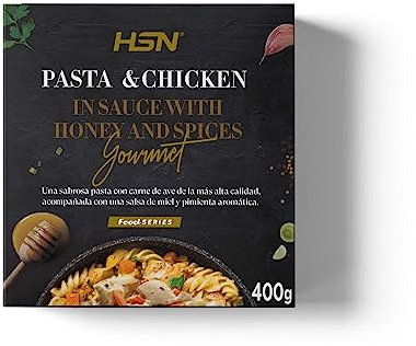 Plato Preparado Gourmet Pasta con Pollo en Salsa de Miel de HSN | 400 gramos | Listo para Calentar y Tomar | Alto en Proteínas, Bajo en calorías | Comida Sana y Rica