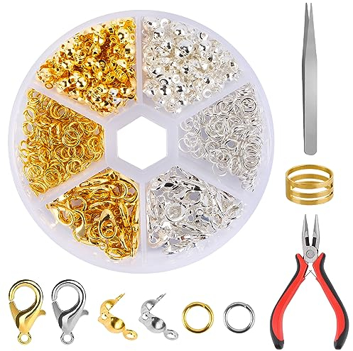 Armband Verschluss Set, 463 Stück Schmuckherstellung Set mit Pinzette, Ösenöffner, Werkzeug Zange Kettenverschluss Set Karabinerverschlüsse für DIY Anfänger Armband Schmuck
