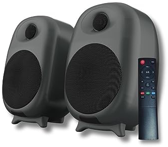 Belson Altavoces 2.0 Activos Bookshelf Ultimate 4 | Bluetooth 5.0 | 80W de Potencia RMS | Volumen Ajustable Agudos y Graves | Conexiones RCA | Entrada óptica | Coaxial | DSP.
