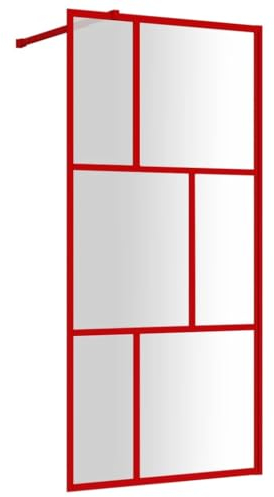 Paroi de douche avec verre ESG transparent rouge 90x195 cm
