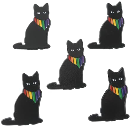 UR URLIFEHALL Lot de 10 broches en émail avec motif chat noir avec drapeau de fierté pour vêtements, sacs, vestes, accessoires, cadeau