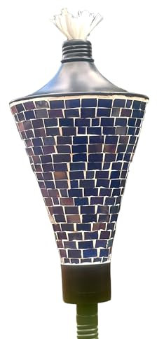AK TRADING CO. Glass Mosaic Outdoor Garden Torch Light - Stylish and Functional for Patio & Landscape Decor, 62-inch, Blue