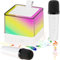 laqula Mini Karaoke Machine for Kids Adults with 2 Wireless Microphones Portable Bluetooth Speaker w/LED Lights Music Player Christmas Toys Gifts for Birthday Party （White）