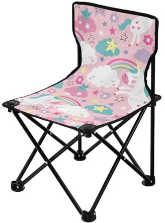 FRODOTGV Faltbarer Campingstuhl, nahtlos, rosa Einhörner, Illustration, ultraleicht, Klappstühle mit Tragetasche, Rasenstuhl für Picknick im Freien