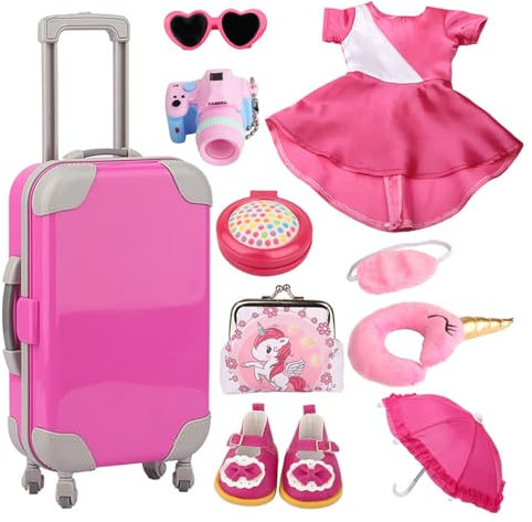 CENPEK 10-teiliges Puppenzubehör, Koffer, Reisegepäck für 18-Zoll-Puppen-Reiseträger