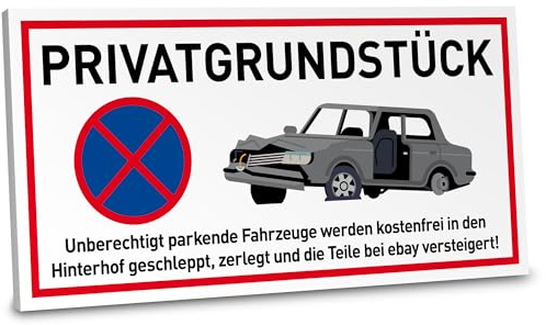 ARTFAVES® Hinweisschild - Privatgrundstück Parkverbot | witziges Warnschild Hinweisschild/Achtung/Warnung | Größe: 30 x 15 cm