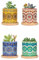 Set 4 Pezzi Vasi In Ceramica Con Decorazioni Fiori Piante Grasse Con Sotto Vaso In Bambù Foro Centrale Vasetti Cactus Decorazione Interno Esterno Con Foro Scarico Contenitore - 8Mandala