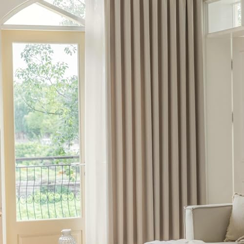 Ayoiow Tende Oscuranti per Finestra Camera da Letto, Tende Soggiorno Moderne 2 Pezzi con Passanti, 132X160CM Tende per Camera da Letto E Soggiorno Tenda con Occhielli A Pacchetto, caffè Leggero