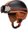 Casco Jet Moto Vintage Omologato ECE Mezzo Pelle Casco Da Motociclista Caschi Cromwell Con Occhiali Portatile Casco A Scodella Per Uomo Donna Scooter Street Cruiser 1,XL:60-61CM