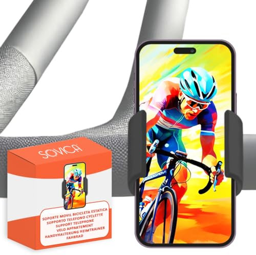 Support Telephone Velo Appartement Home Trainer Tapis de Course Potence elliptique Adaptation Universelle aux Smartphones jusqu'a 7,6 d'ecran Support Telephone Velo Home Trainer Noir