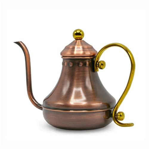 TYUIOKJU Caffettiera in acciaio inox fatto a mano caffè sottile bocca pentola in rame antico teiera