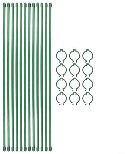 Lot de 12 tuteurs de plantes fiables en fibre de verre, support réglable vert pour jardin, 45 cm