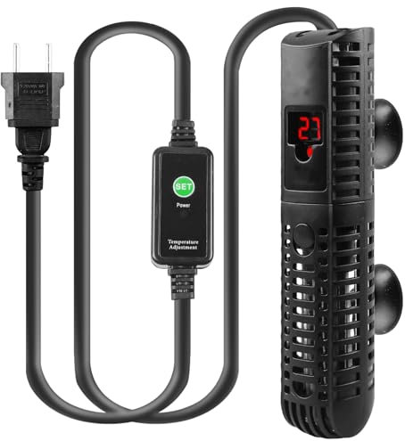 100W Mini Aquarium Heizung, Einstellbar Aquariumheizer mit Digitalem Display, Aquarium Heater mit Temperatur Controller, Aquarium Heizstab für Fischtanks bis zu 30L, für Salzwasser und Süßwasser