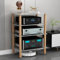 DONGSHUAI 3/4-Stufige HiFi-Racks Medienaufbewahrungsschränke Audio-Racks Regale Aus Gehärtetem Glas Stoßdämpfende Beine Aus Massivem Holz Für Audio-Rack-Schränke,Weiß,4tier