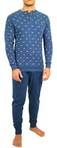 Karelpiù Pigiama Uomo in Cotone Interlock Pigiama Uomo Invernale Caldo e Morbido Comfort Totale Pigiama Invernale Uomo con Tasche Idea Regalo (IT, Testo, XL, Regular, Regular, Modello 1)