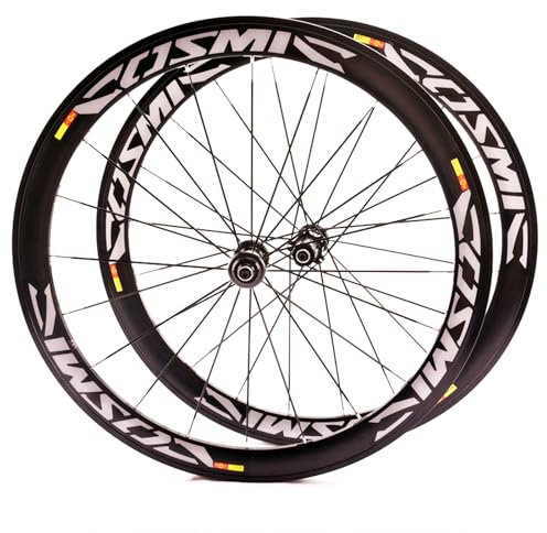YLME Juego de Ruedas para Bicicleta de Carretera 700C - Ruedas de aleación de Aluminio de 50 mm con Freno de Disco en V Radios de Tiro Recto para Cassette de 8/9/10/11 velocidades,V Brake