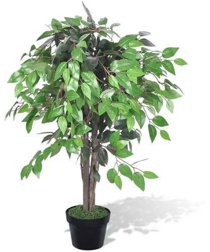 Homgoday Ficus - Árbol artificial con maceta, 90 cm, decoración navideña, árbol de Navidad, artificial y fino soporte