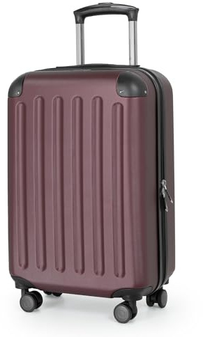 Hauptstadtkoffer Spree - Handgepäck Trolley 55x35x20 cm leichtes Bordgepäck, Kleiner Koffer Flugzeug Hartschale ABS, 4 Doppel-Rollen, Handgepäckmaße passend für alle Airlines, Burgund