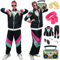 90er 80er Jahre Outfit Herren Damen- Retro 90er Trainingsanzug Jogginganzug 80er Jahre Accessoires Bad Taste Kostüm Jacke Hose Anzug Disco Party Kleidung für 80s 90s Mottoparty Schlagerparty Karneval