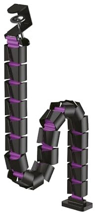 Spacetronik Kabelführung Schreibtisch Schwarz - Modularer Kabelkette Schreibtisch aus Stahl - PC Kabelmanagement Schreibtisch - Länge 1285 mm - Höhenverstellbar & Einfache Montage mit Halter