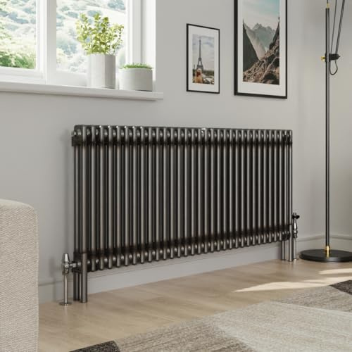Warmehaus 600x1460mm Raw Metal Traditional Horizontal Radiator 2 Column | Cast Iron Style Radiator Central Heating, High Heat Output, Durable Finish, Premium Mild Steel, Certified and Tested