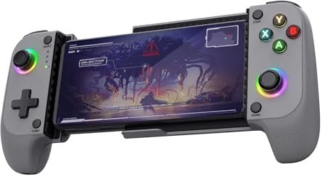 Trust GXT 735G Mylox Mando para Móvil Bluetooth, Iphone/Android / PS5 / Xbox, 12h de Juego, Doble Vibración, Iluminación LED RGB, Gamepad Inalambrico para Movil, Accesorios Gaming, Gris
