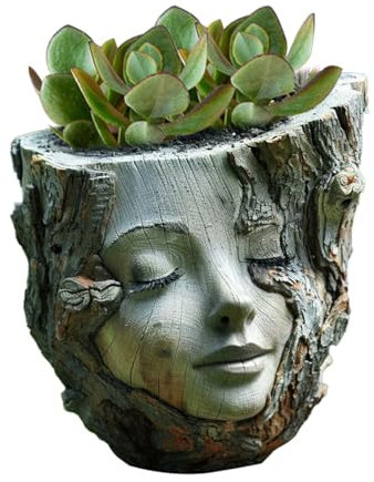 Face Flower Pot - Head Planter | Cute Lady Face Succulent Resin | Cactus Planter Funny Head Plant Pot | Handcrafte Coffee Lady Face Planterss Décor For Outdoor Indoor Garden