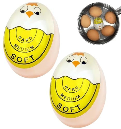 Pack of 2 Egg Timer Resin, Colour Changing Egg Timers, Reusable Egg Timers, Modern Egg Timer, Heat Sensitive Colour Change Egg Timer, for Water with Colour Changing, Egg Timer for Display Hard/Medium