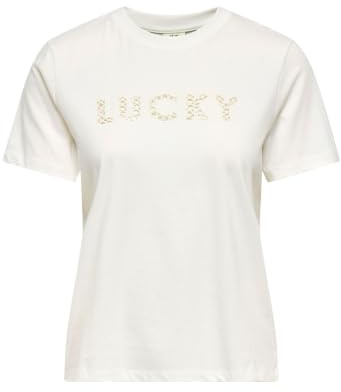 JDY Damen Jdyselma S/S Open Emb Top JRS Noos, Cloud Dancer, Small