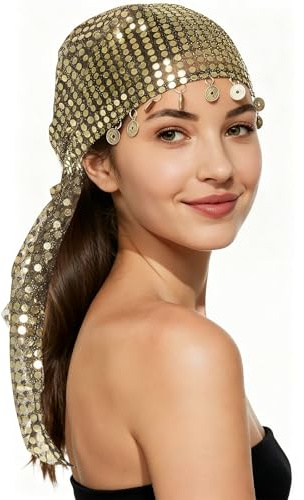 WANGWANG Wahrsagerin Kostüm Accessoires Gypsy Coin Headscarf Coin Belt, Kopftuch Wahrsagerin, Wahrsagerin Kopfschmuck für Mottoparty, Karneval