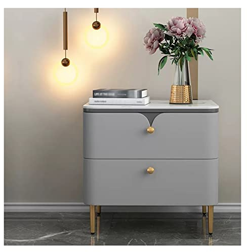 FAJNUZI2024 Nachttische, Beistelltisch mit Aufbewahrungsschublade und goldenen Metallbeinen, Moderne aus Holz for Schlafzimmer- Wohnzimmermöbel (Grau) Nachtkästchen mit Stauraum(L40xD40xH51cm)