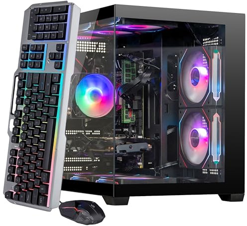 Evounic PC Gaming Computer Desktop - i7 Xeon E5 3.20GHz 12-Core Processore GeForce GT1030, 16GB DDR4 RAM, 512GB SSD + 1TB HDD, Wi-Fi 6 & Bluetooth 5.4, 9 ARGB Fans, Windows 11 Pro, 650W PSU