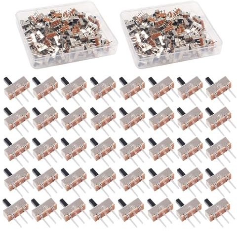 HUAZIZ 400 piezas Mini interruptores deslizantes Interruptores de lámina verticales 3 pines 2 posiciones 1P2T SPDT con panel PCB para Arduino 0.5A, 50V CC, 6 mm