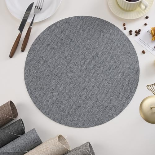 Tovaglietta Americana Grigia, Tovagliette Pranzo Eleganti Set di 4 Motivo Intrecciato A Tinta Unita PVC Sottopiatti 38cm