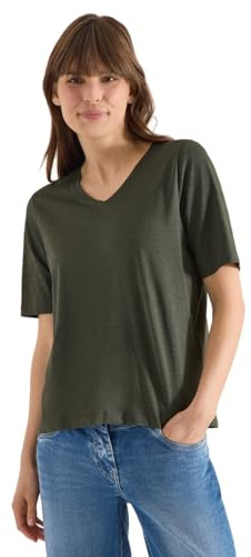 Damen Basic T-Shirt mit Kurzarm und V-Neck