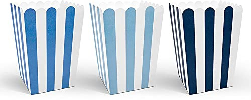 PartyDeco Popcorn-Boxen für Süßigkeiten, weiß/blau und hellblau