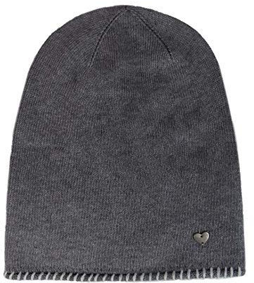 Zwillingsherz Slouch-Beanie-Mütze mit Kaschmir - Hochwertige Strickmütze für Damen Mädchen - Herz - Häkel-Rand - One Size - warm und weich im Sommer Herbst und Winter Zwillingsherz (ant/weiß)