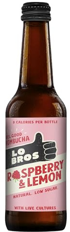 Lo Bros Organic Kombucha Raspberry and Lemon, 12 x 330ml