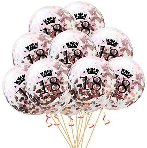Oblique Unique® Konfetti Luftballon Set für 18. Geburtstag Feier Party Ballons 10 Stück Rosegold