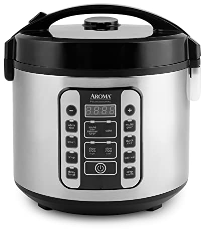 Aroma 20-Cup Rice Cooker and Steamer - Black/Stainless Steel